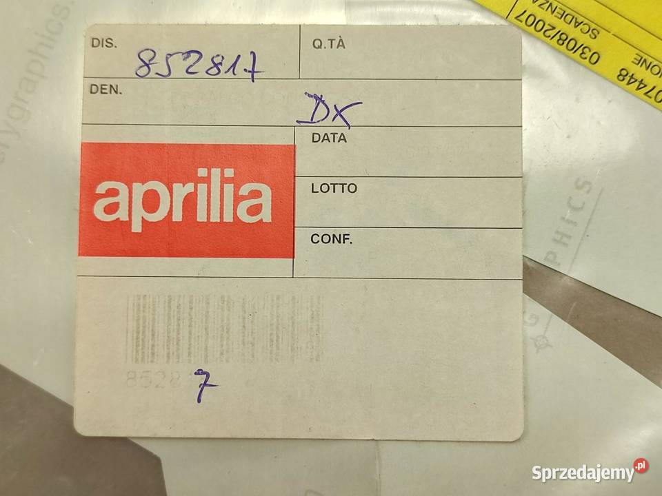NAKLEJKA NA ZADUPEK PRAWA APRILIA RSV TUONO 1000