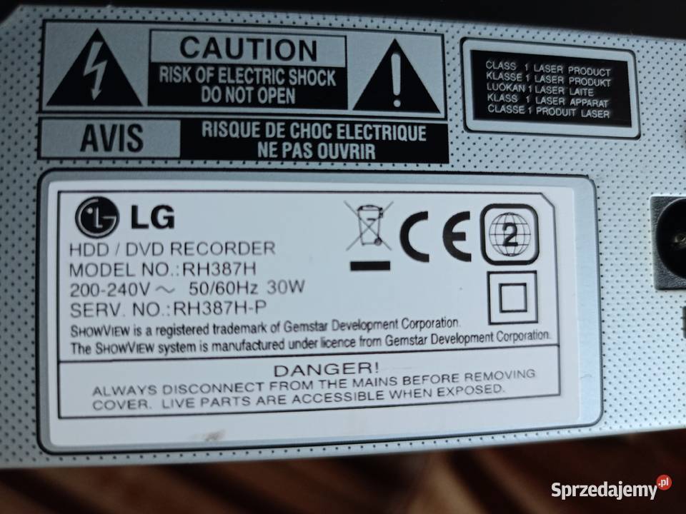Nagrywarka Odtwarzacz DVD LG RH387H Dysk 160 GB Drawski Młyn