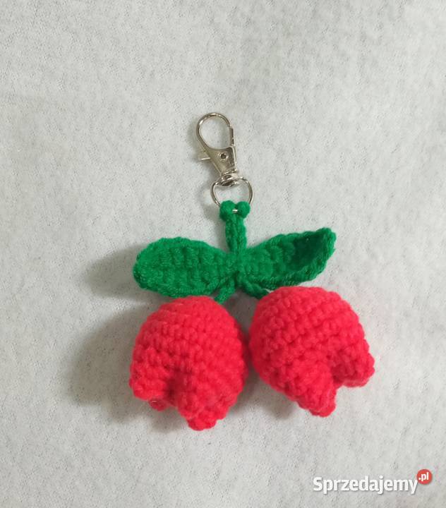 Tulipany wykonane na szydełku brelok Łask