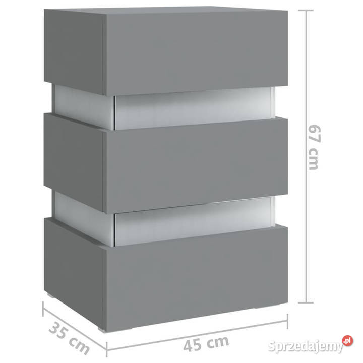 Szafka nocna z LED szara 45x35x67 materiał Warszawa