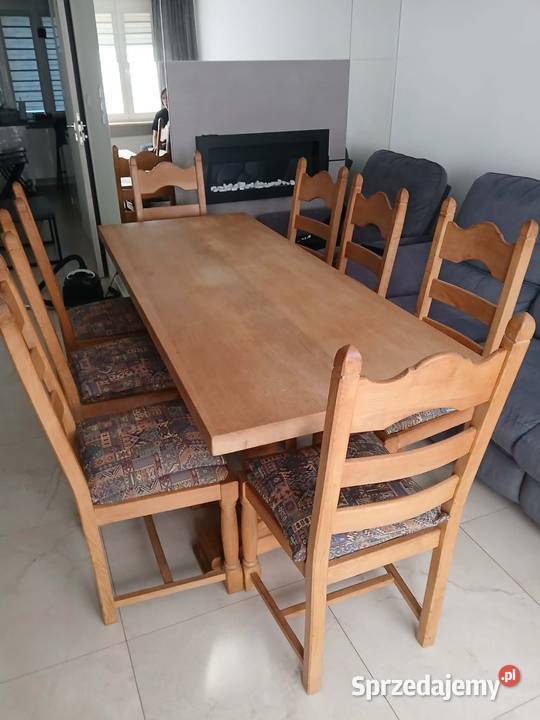 Stół Dębowy 8 dębowych krzeseł 80cm lubelskie Chełm sprzedam