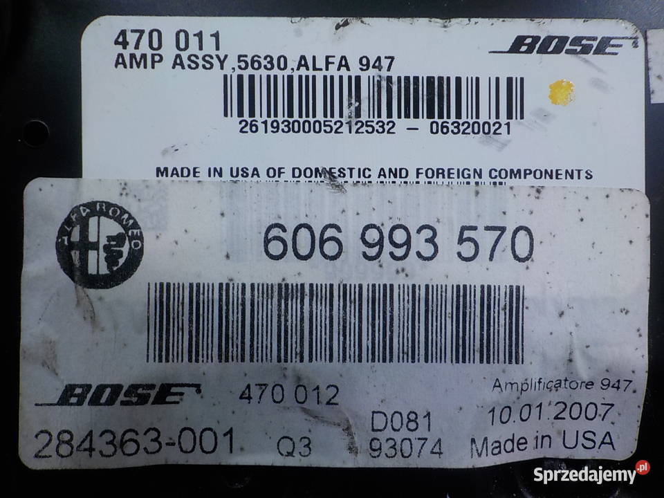 ALFA ROMEO GT 20 JTS 07r wzmacniacz audio BOSE Suków