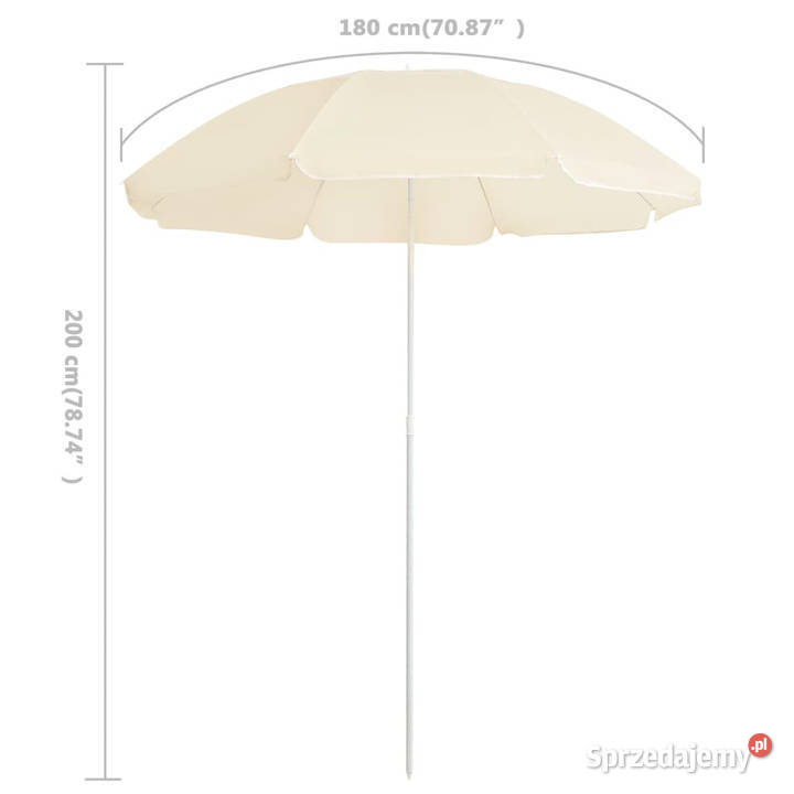 Parasol ogrodowy na stalowym słupku piaskowy 180 Warszawa