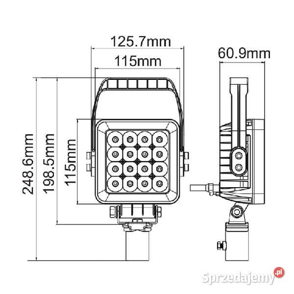 Lampa robocza do Kubota kwadratowa z uchwytem małopolskie Kamionna