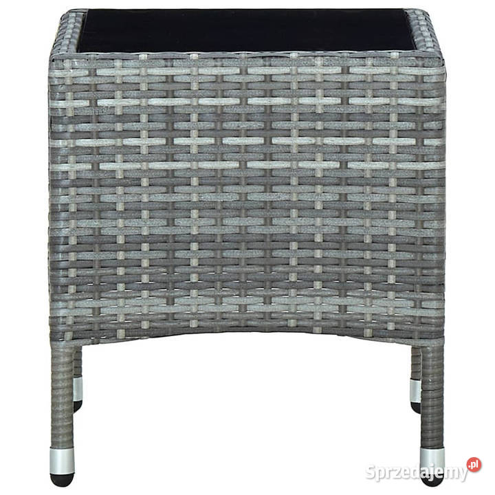Stolik ogrodowy szary 40 x 40 x 45 rattan PE