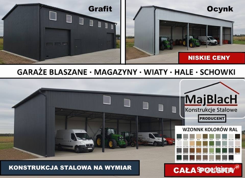 Otwarty Garaż Blaszany Zadaszenie Jednospadowe Nysa