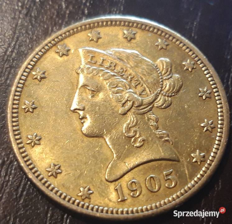 Moneta 10 USD 1905 Oryginalna Pułtusk