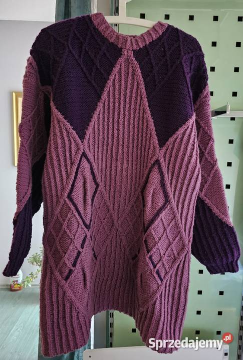 Sweter damski owersize r L do XXL Robota ręczna Oświęcim