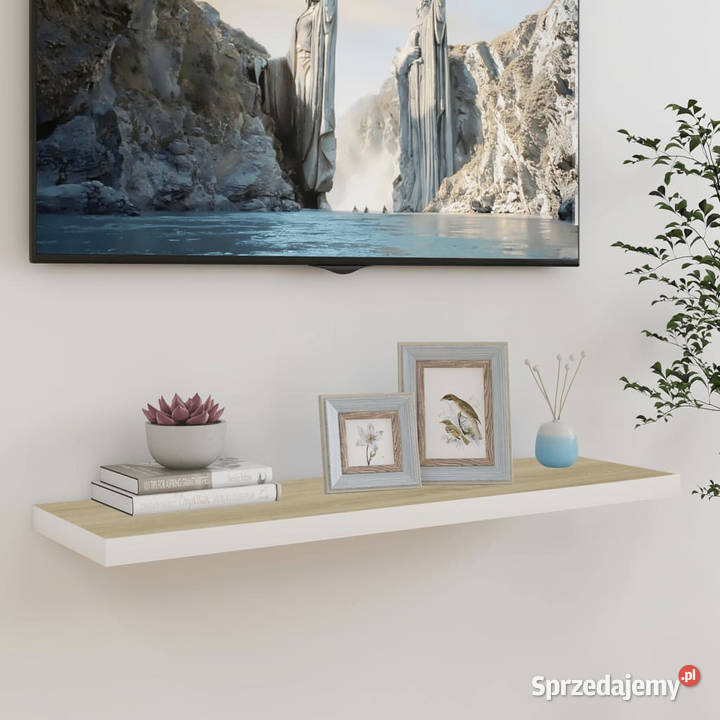 Półka ścienna dębowobiała 90 x 235 x 38 MDF Półki Warszawa