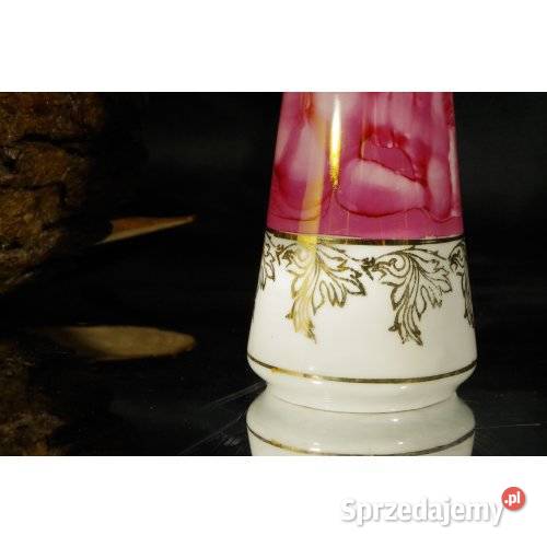 Wazon porcelanowy Lubiana PRL różowy marmurek