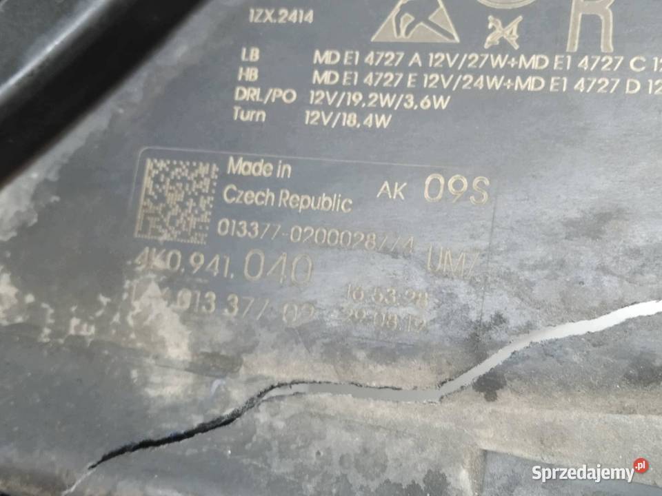LAMPA PRZÓD PRAWA EUROPA LED USZKODZONA świętokrzyskie