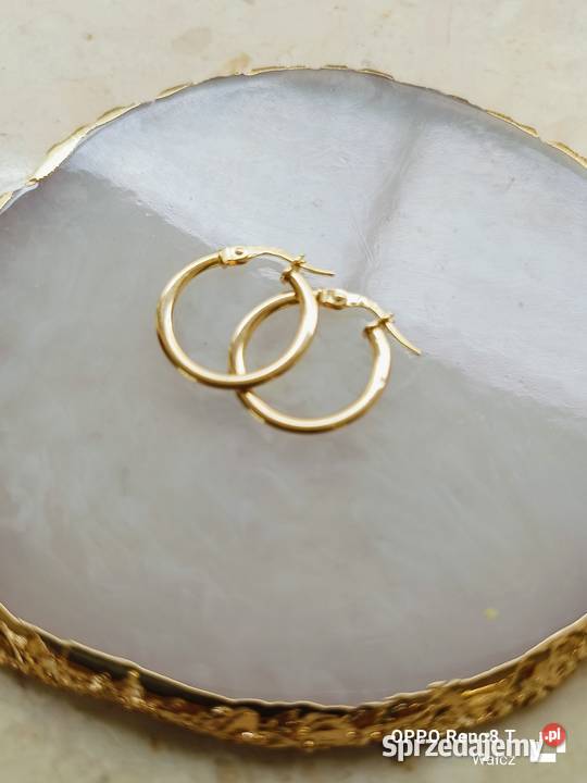 Złote Nowe kolczyki płaskie śred19mmpr585 Wałcz