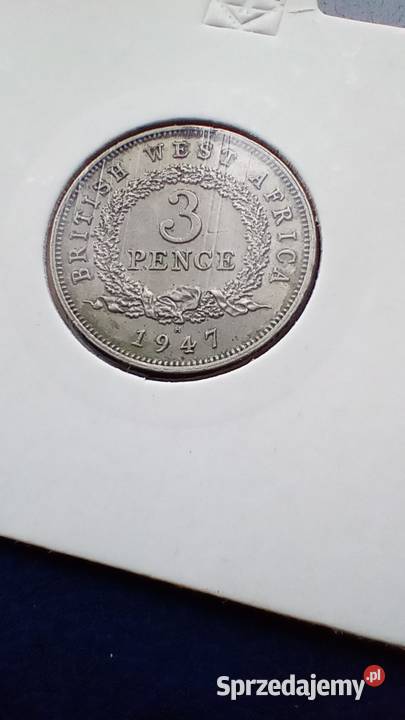 Stare monety 3 pens 1947 Brytyjska Afryka Lesko