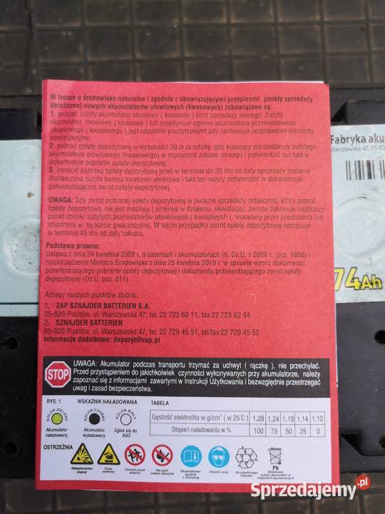 ZAP Piastów akumulator Gdańsk sprzedam