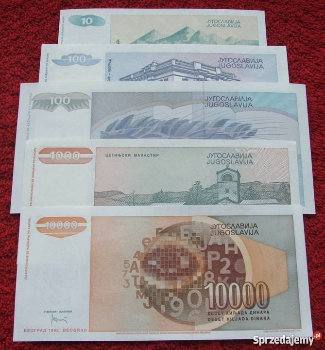 JUGOSŁAWIA GŁOWY Kolekcjonerskie Banknoty Zestaw