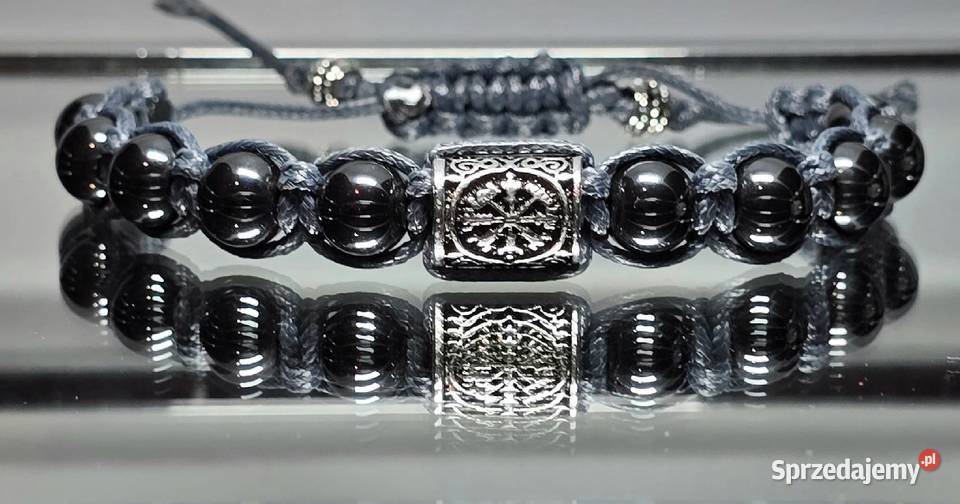 BRANSOLETKA KAMIEŃ 10 mm HEMATYT RUNA VEGVISIR Katowice