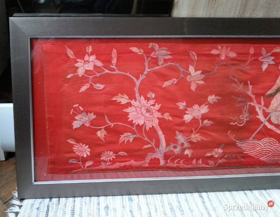 UNIKAT org XIXwieczny panel z chińskim haftem z kujawsko-pomorskie Bydgoszcz