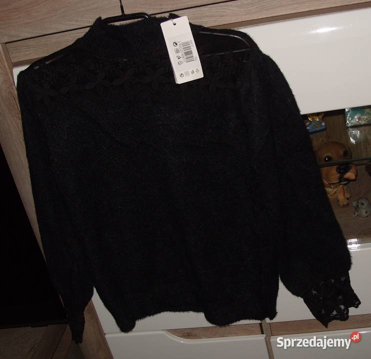 Alpaczkowy z koronką ELEGANCKI NOWY sweterek rML Rozmiar 38(M)