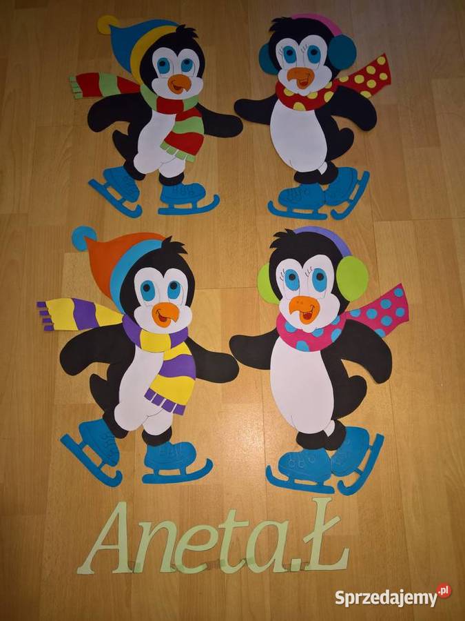 Dekoracje dwustronne okienne o tematyce zimowej Ryki