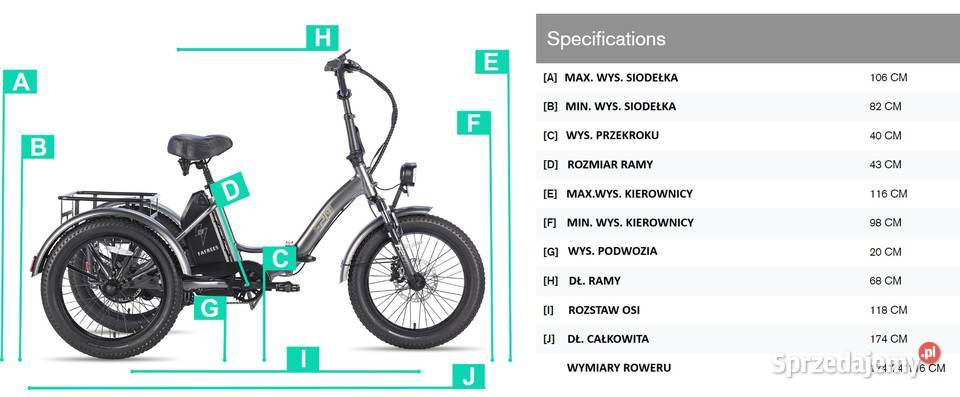 NOWOŚĆ Trzykołowy rower elektryczny trajka 500W Tarnobrzeg