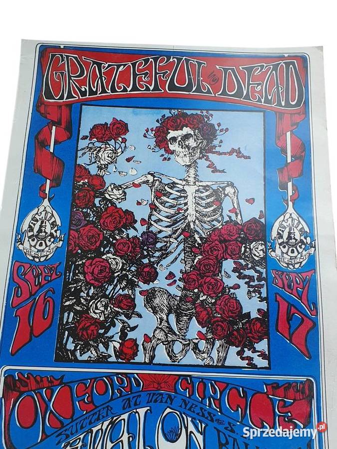 Stary plakat koncertowy Grateful Dead Oxford Cieszyn