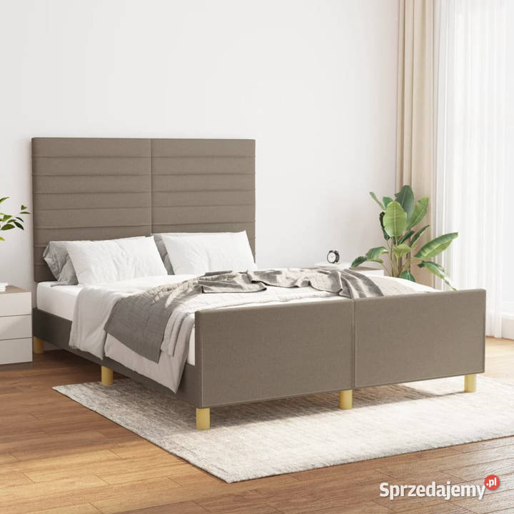 Rama łóżka bez materaca taupe obita tkaniną 146cm mazowieckie