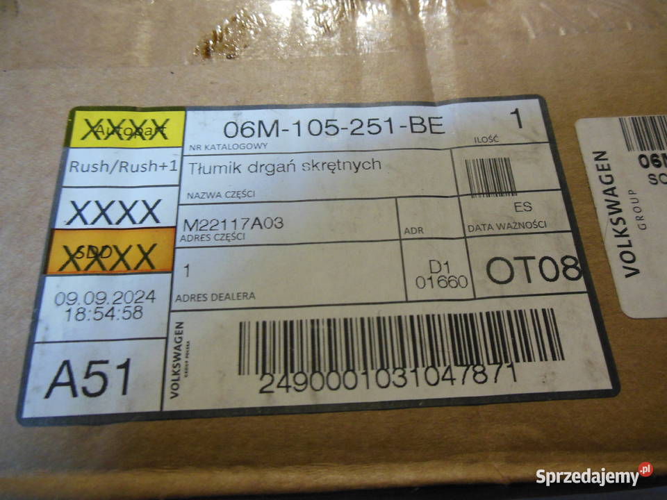 VW AUDI KOŁO PASOWE TŁUMIK 06M105251BE Kozy