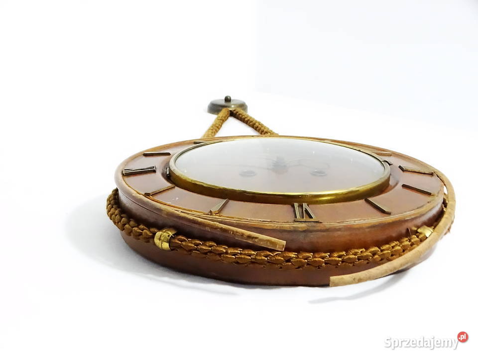 Zegar ścienny vintage z drewnianą tarczą i ścienny Biłgoraj