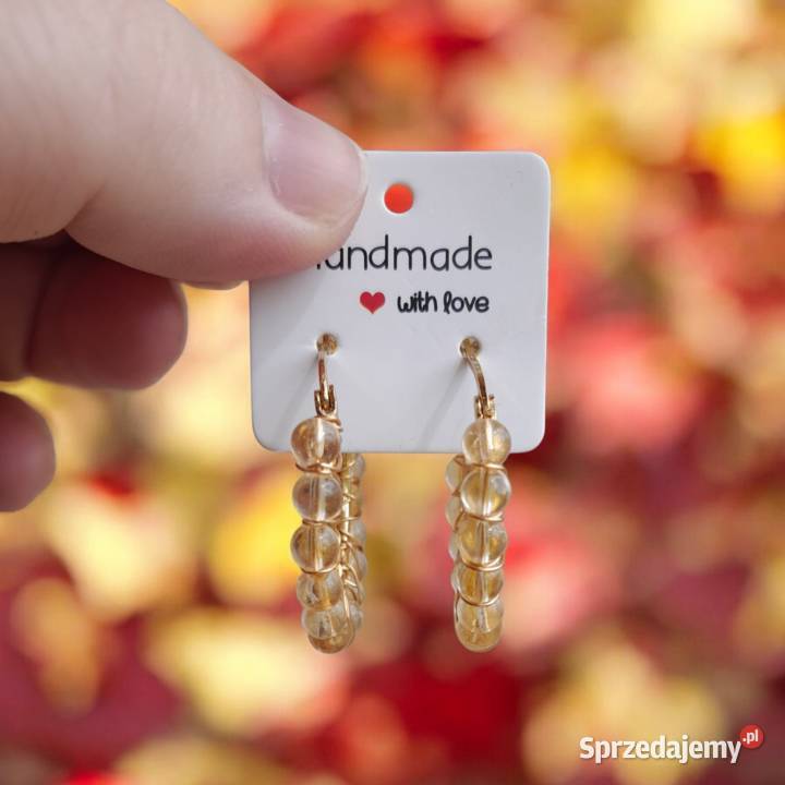 Pozłacane kolczyki z cytrynem mazowieckie sprzedam