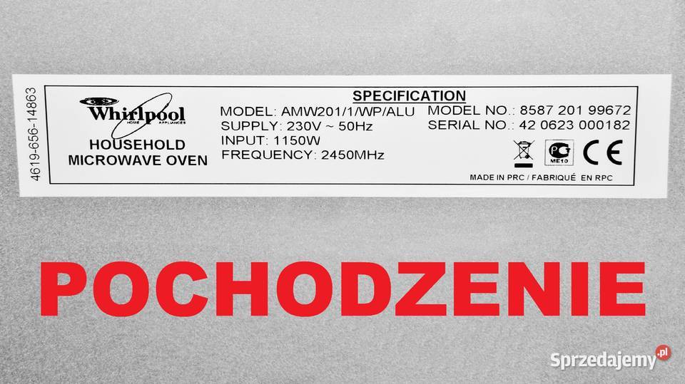 Panel przedni mikrofalówki Whirlpool AMW201 sprzedam