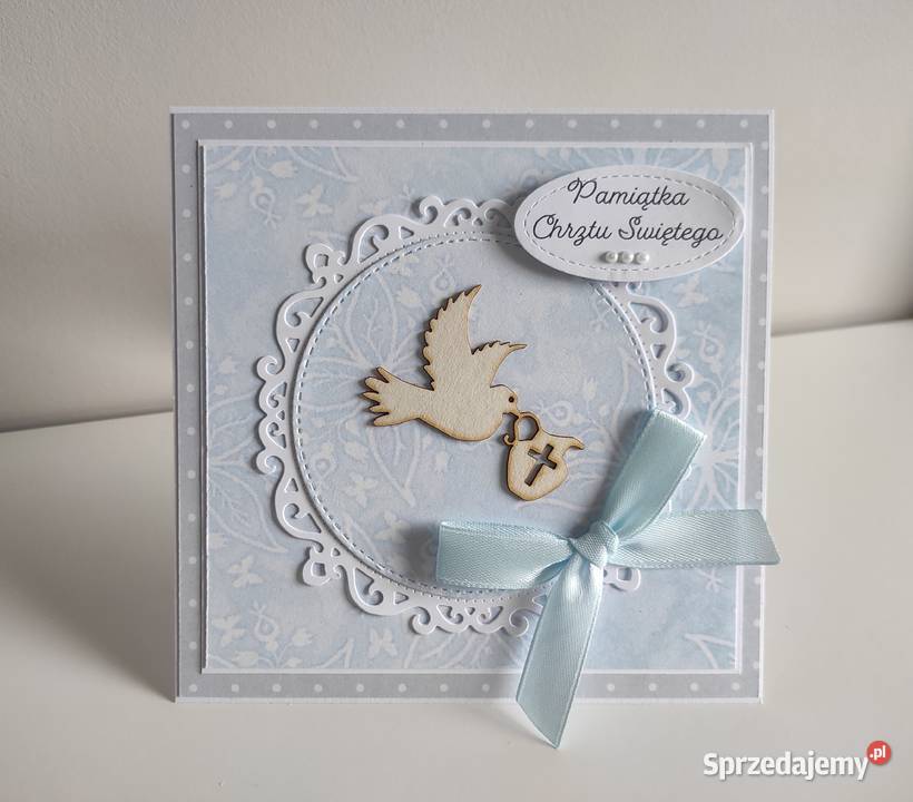 Kartka ręcznie robiona na Chrzest Święty z Łódź