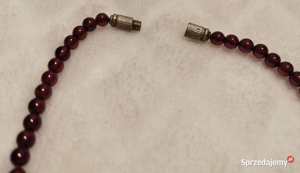 Naszyjnik bransoletka z koralików wiśniowe