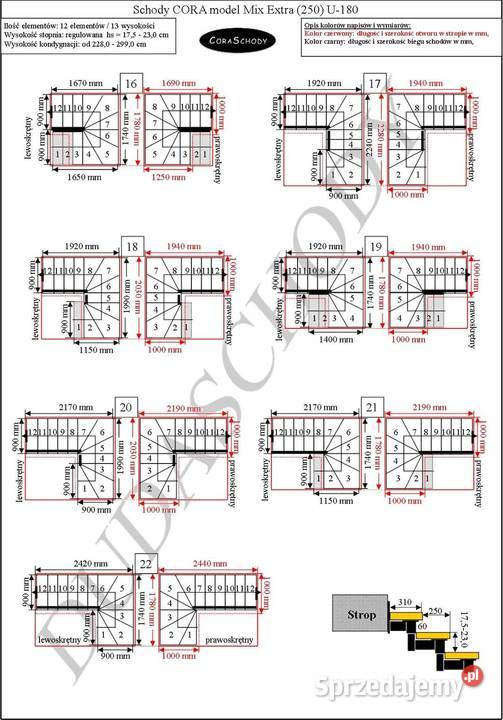 Schody modułowe CORA model Mix 02 U180 12 Kościan