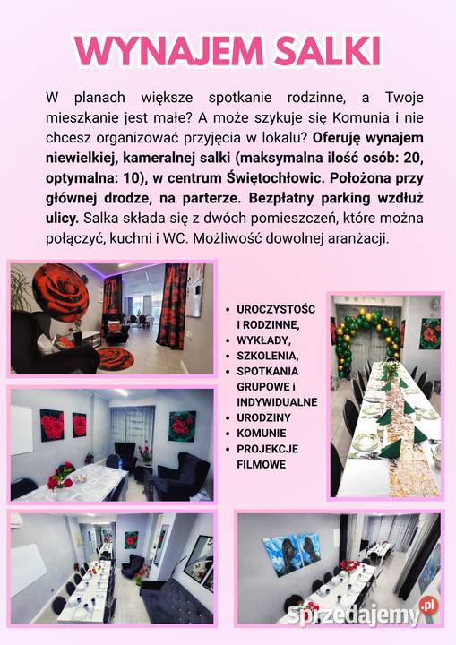 Wynajem gabinetu sali salki wykłady szkolenia Świętochłowice
