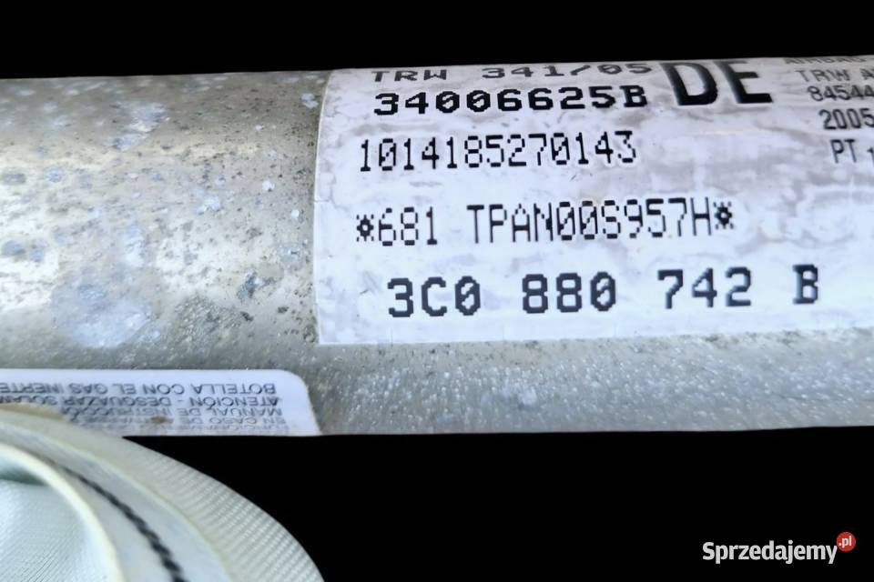 KURTYNA AIRBAG LEWA PRAWA PASSAT B6 B7 SEDAN osobowe Działoszyce sprzedam