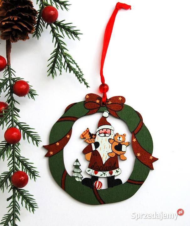 Mikołaj wieniec zawieszka drewno Finlandia