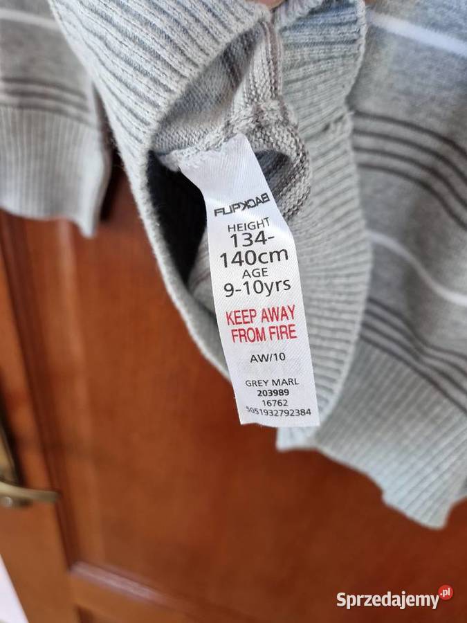 Sweter szary w paski chłopięcy 910 lat rozmiar Swetry małopolskie Bibice
