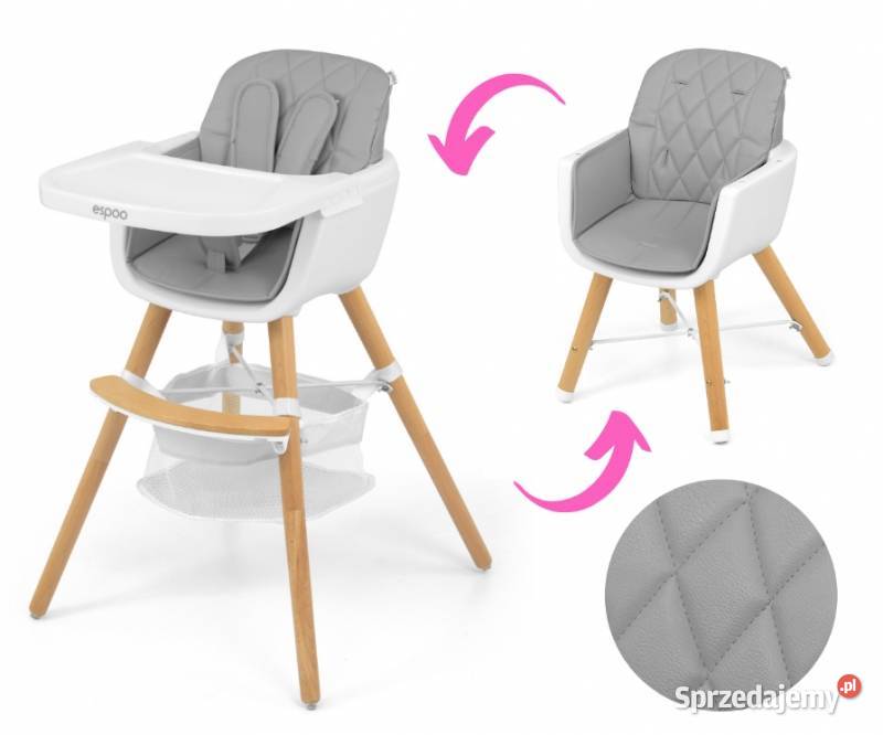 KRZESEŁKO DO KARMIENIA 2W1 ESPOO SZARE Bielsk Podlaski