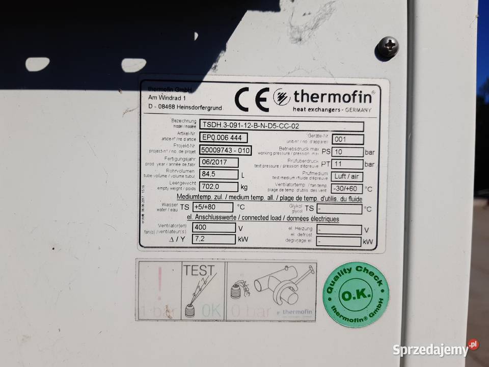 Agregaty chłodnicze THERMOFIN Kłodzko sprzedam