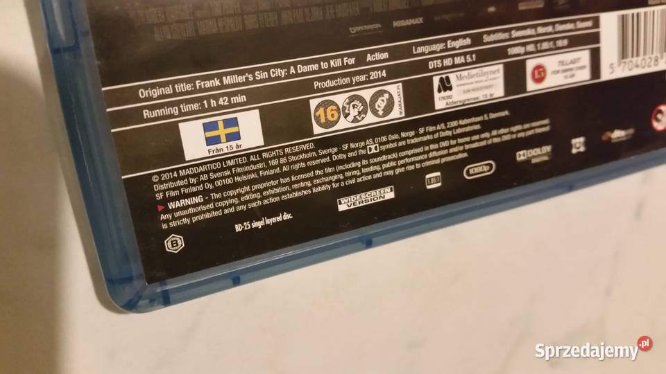 Film SIN CITY A DameTo Kill For 2014 Bluray Disc lubelskie Puławy