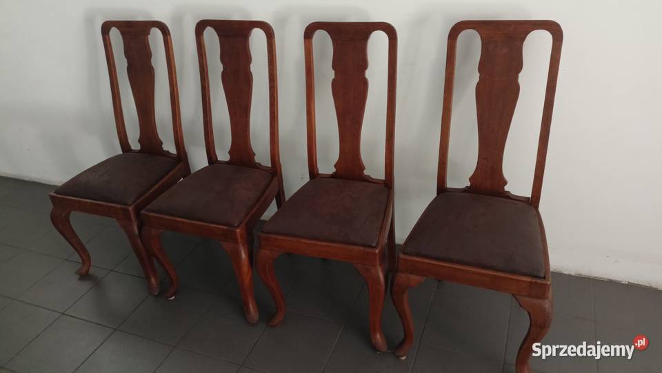 Stół rozkładany z 4 krzesłami dębowe antyk Radzionków