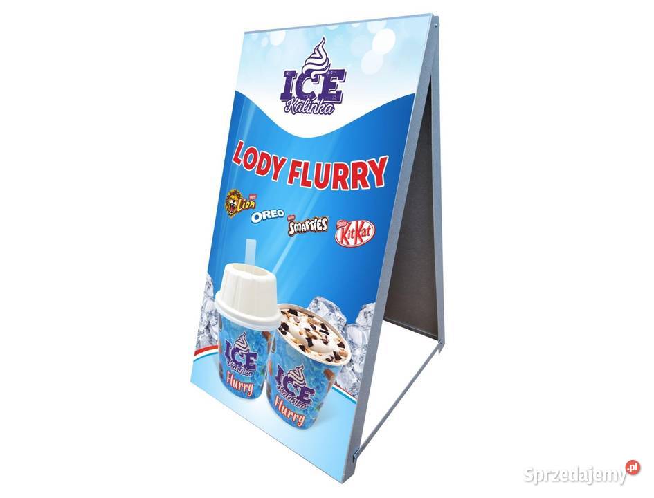 Potykacz reklamowy LODY FLURRY 100x50 metalowy świętokrzyskie Sandomierz sprzedam