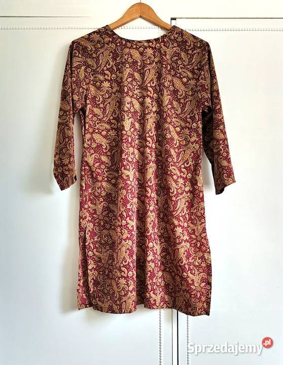 Tunika indyjska kameez kurta S 36 brązowa złota Rozmiar 36(S) zachodniopomorskie Szczecin