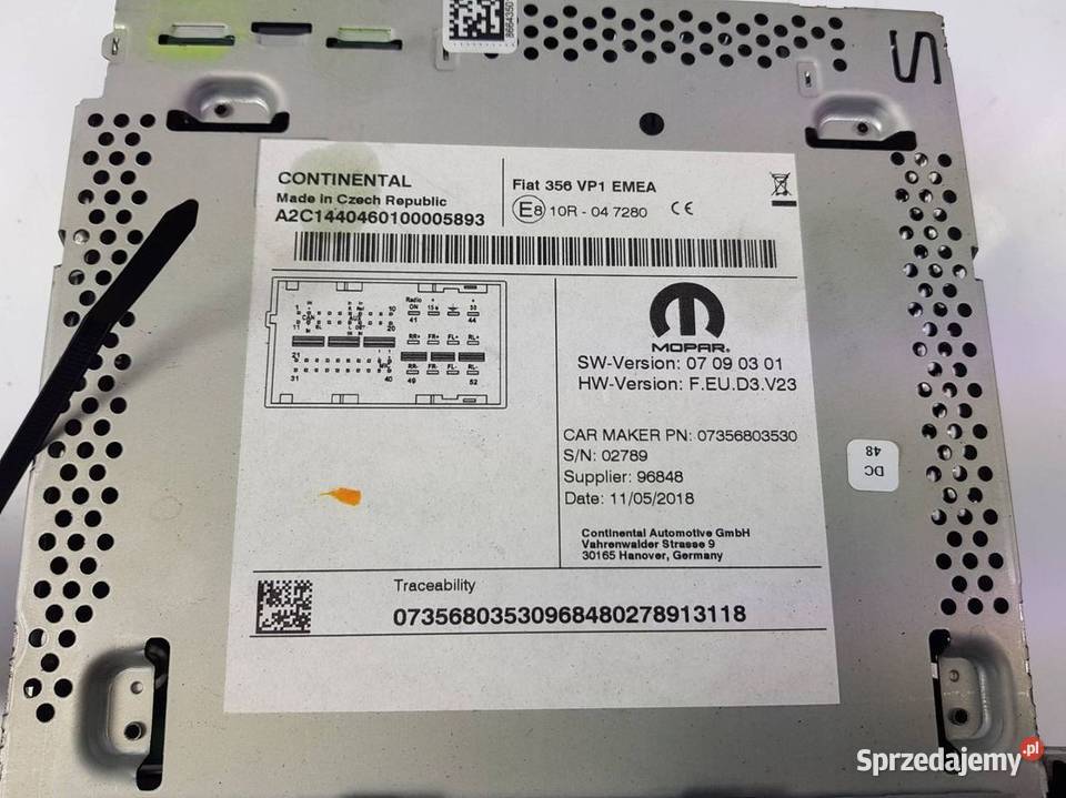 RADIO FIAT TIPO 07356803530 osobowe Lipno