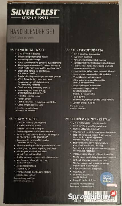 SILVERCREST blender ręczny z zestawem akcesoriów sprzedam