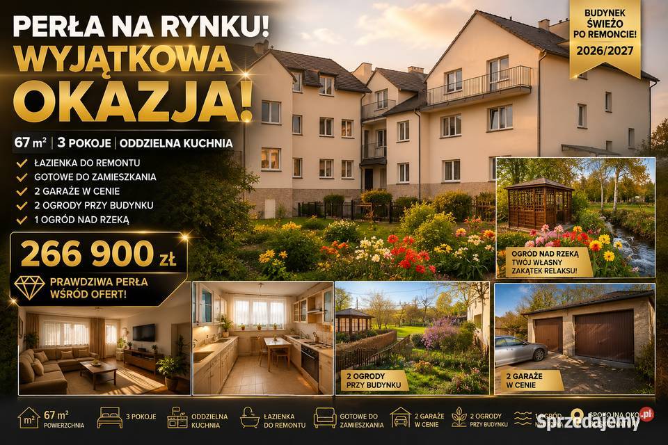 3pok 66met Bolkowa 3 OGRÓDKI2 GARAŻE Wolbromek sprzedam
