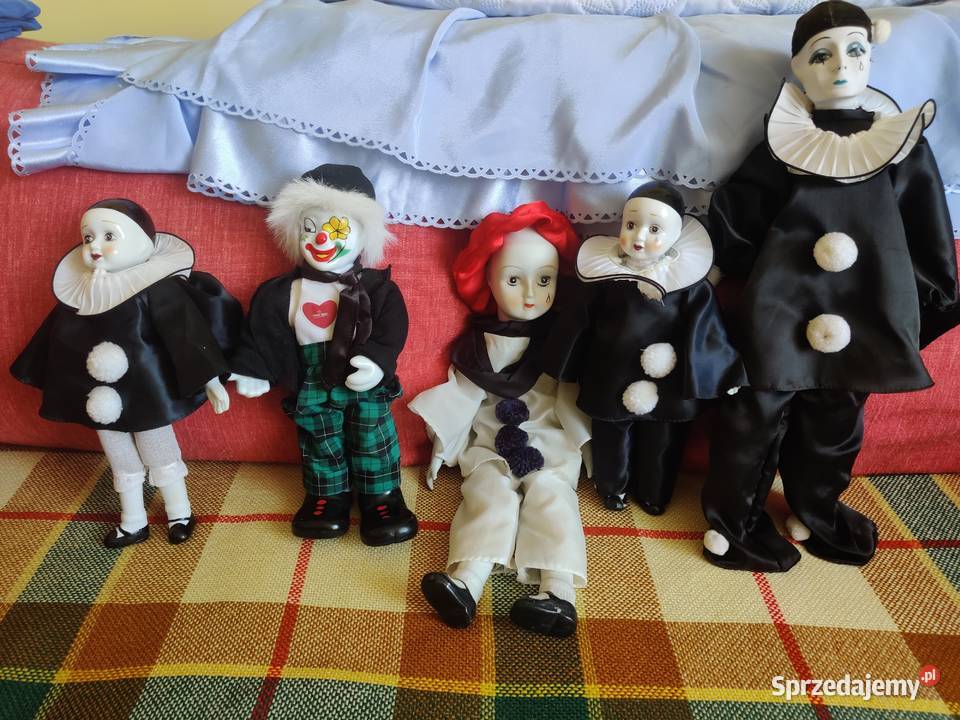 Lalki porcelitowe arlekinki clown vintage