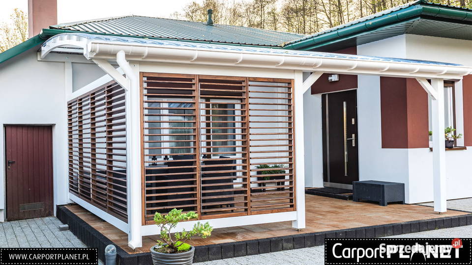 Zadaszenie tarasu z drewna z poliwęglanuprojekt pomorskie Gdynia