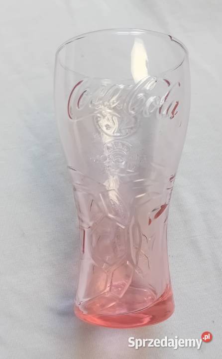 Różowa kolekcjonerska szklanka Coca Cola UEFA Koźminek