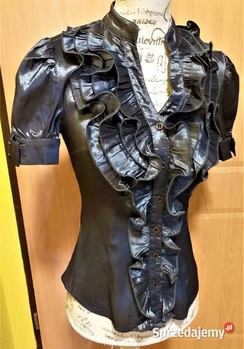 Srebrzysto czarna elegancka bluzka wyjściowa Bluzki i koszule śląskie Katowice sprzedam